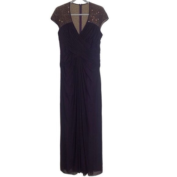 Tadashi Shoji Deep Purple Sequined Evening, Cocktail, Wedding Dress - Picture 1 of 12
